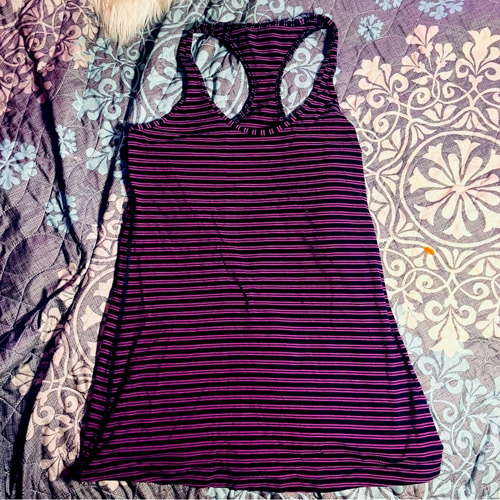 Lululemon Purple Striped Workout Racerback Tank